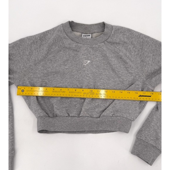 Gymshark Sweater Sweatshirt Womens Small Gray Jogging Cropped tapered Workout - Picture 7 of 8